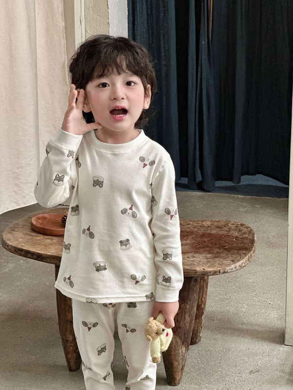 安美雅有机零敏衣儿童家居服满印有机棉套装儿童睡衣棉毛套装批发|undefined