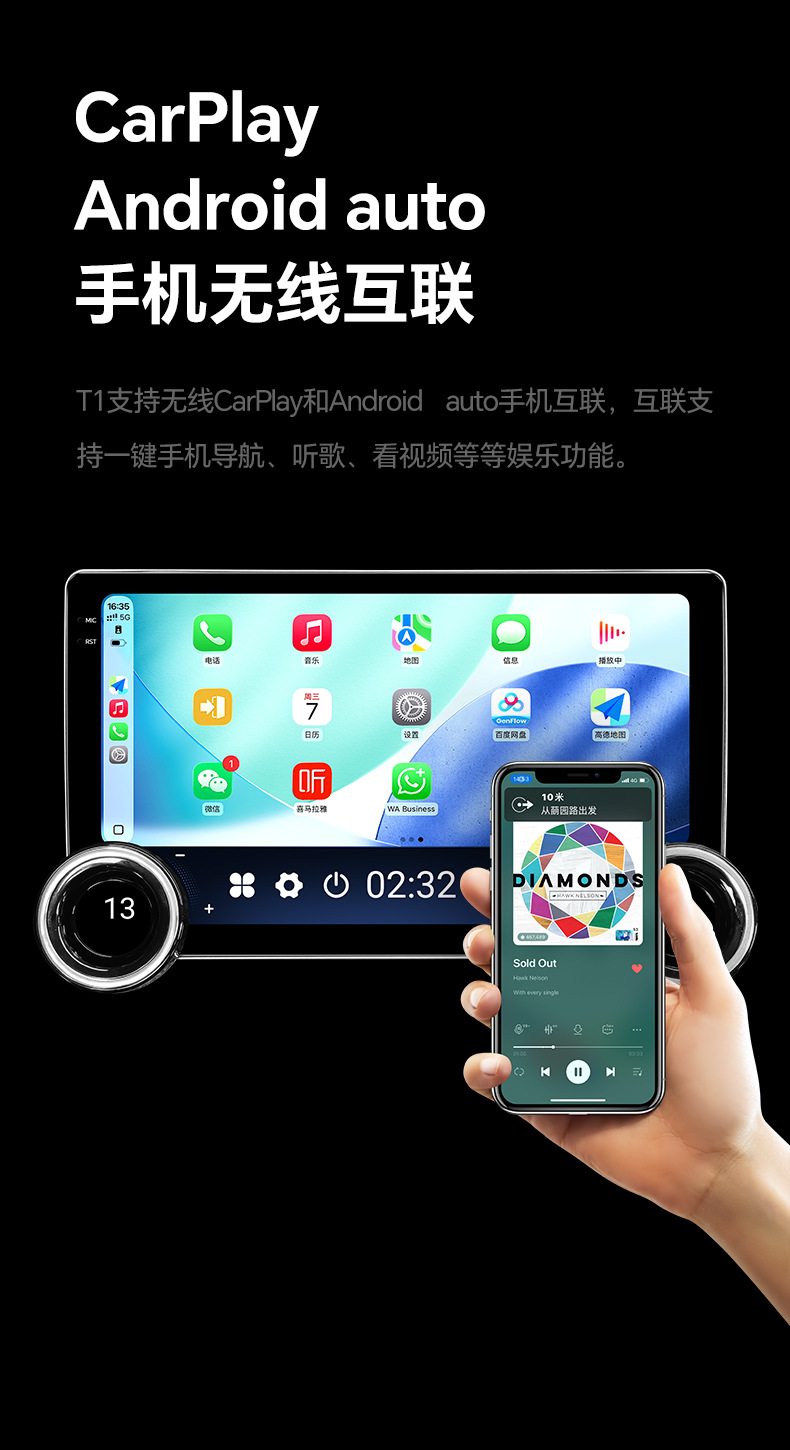 Shenyou 10inch Multi-Functional Dual Knob Gps Universal Car Navigation Central Control Large Screen Wireless Carplay Integrated Car System