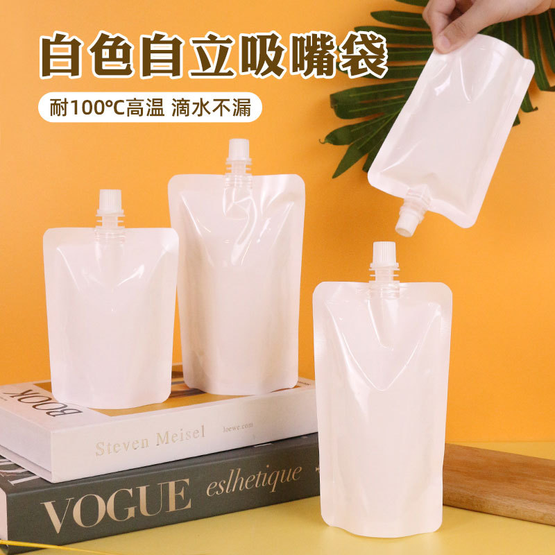 Desechable tradicional medicina china bolsa de envasado de líquidos bolsa de sopa para llevar bebida leche té bolsa de hielo bolsa de leche de soja transparente bolsa de boquilla blanca