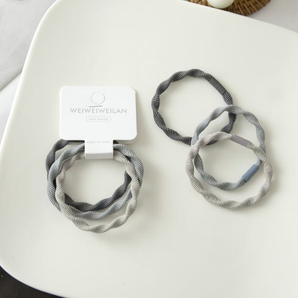Ins viento frío gradiente gris 3 correas para el cabello gruesas y de alta elasticidad bandas de goma para atar el cabello