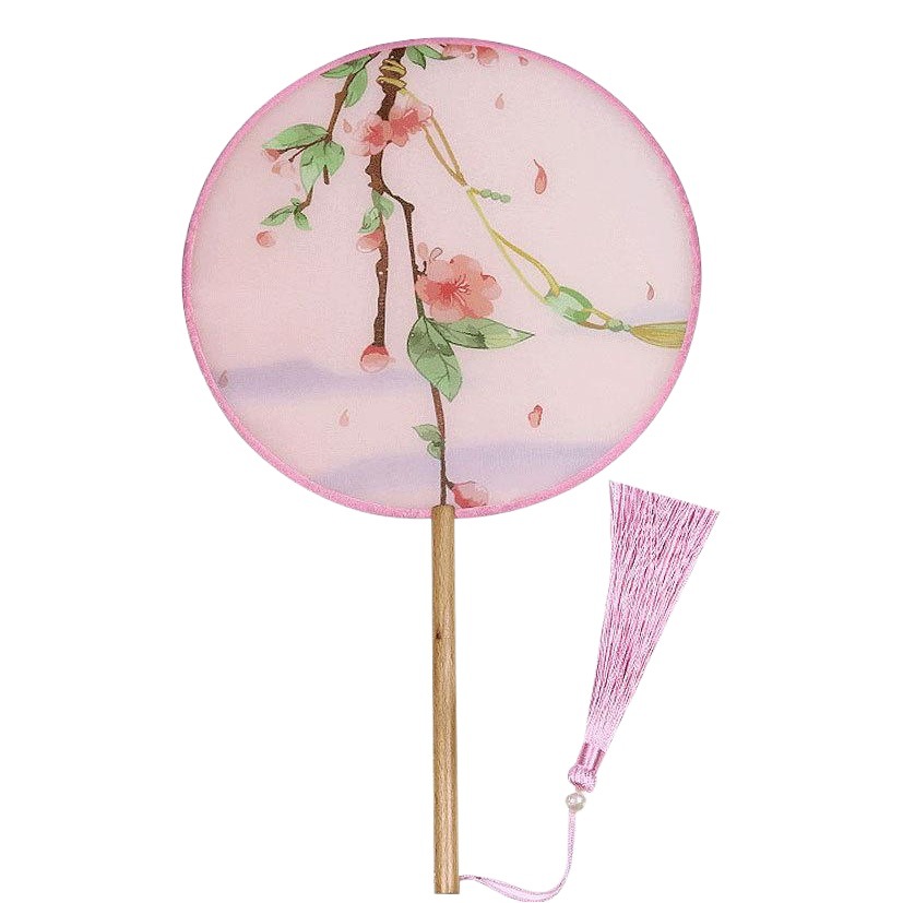 Estilo antiguo ventilador de impresión ventilador redondo de bambú al por mayor de estilo chino ventilador de la Danza del palacio fan clásica cara de seda al por mayor