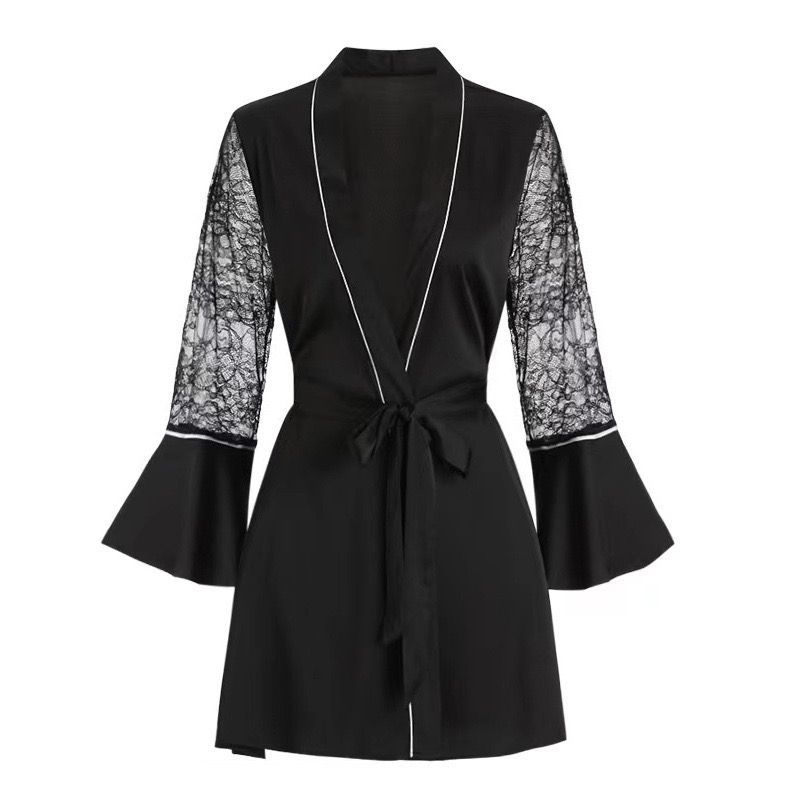 Elegant black single robe 6001-1