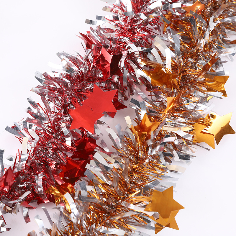 Rayas de color decorativas de Navidad transfronterizas Día de Año Nuevo 61 Diseño de fiesta de vacaciones estrella de cinco puntas cuchillo curvo rayas de lana para actividades de centro comercial