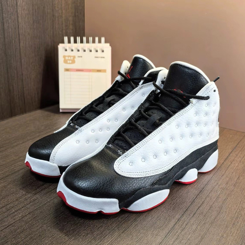 High-Quality High-Top Air-Cushioned Basketball Shoes for Men and Women, Versatile Classic Black and White Panda Desert Red Aj13 Sneakers