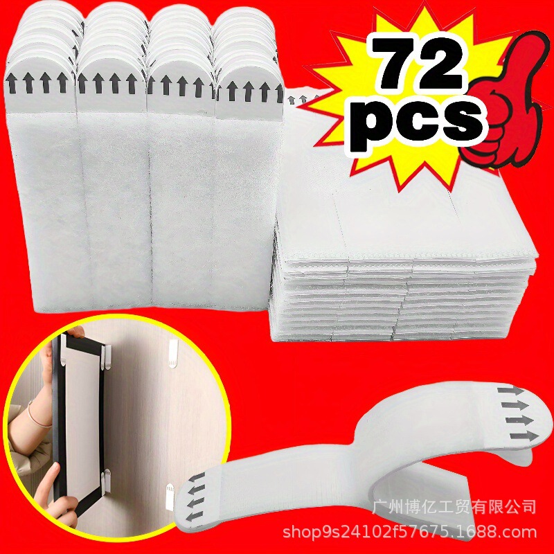 Nail-Free Frame Hooks, Picture Frame Velcro, Heavy-Duty Hanging Stickers, Removable Hanging Strips, Double-Sided Removable Wall Mounts