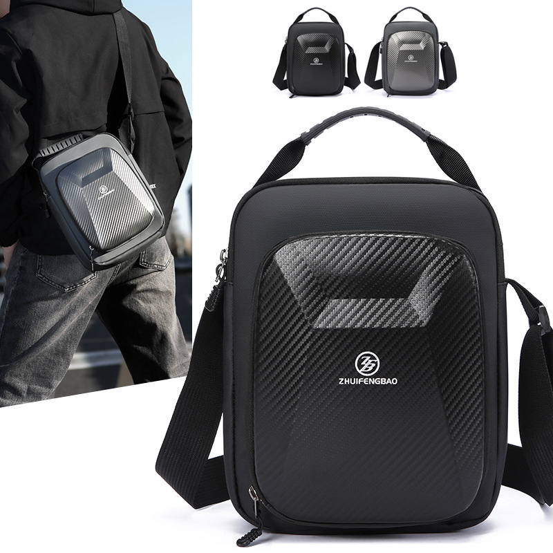 New Men's Shoulder Bag, Side Bag, Men's Hard-Shell Shoulder Backpack, Water-Resistant, Large Capacity Crossbody Bag, Cross-Border