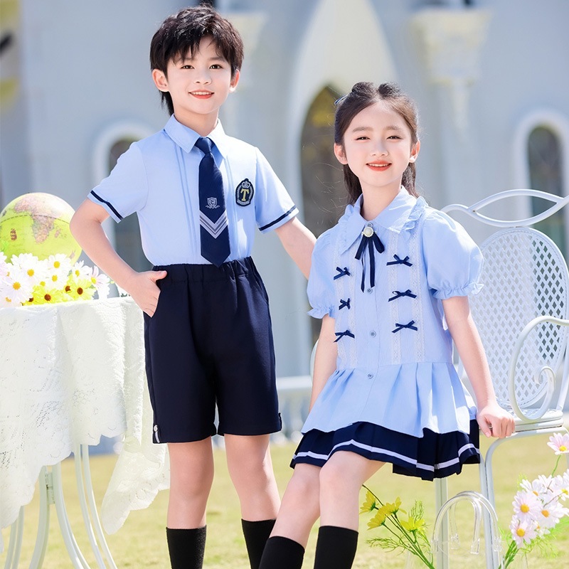 幼儿园园服夏季短袖套装小学生校服一年级毕业照合唱61表演出服