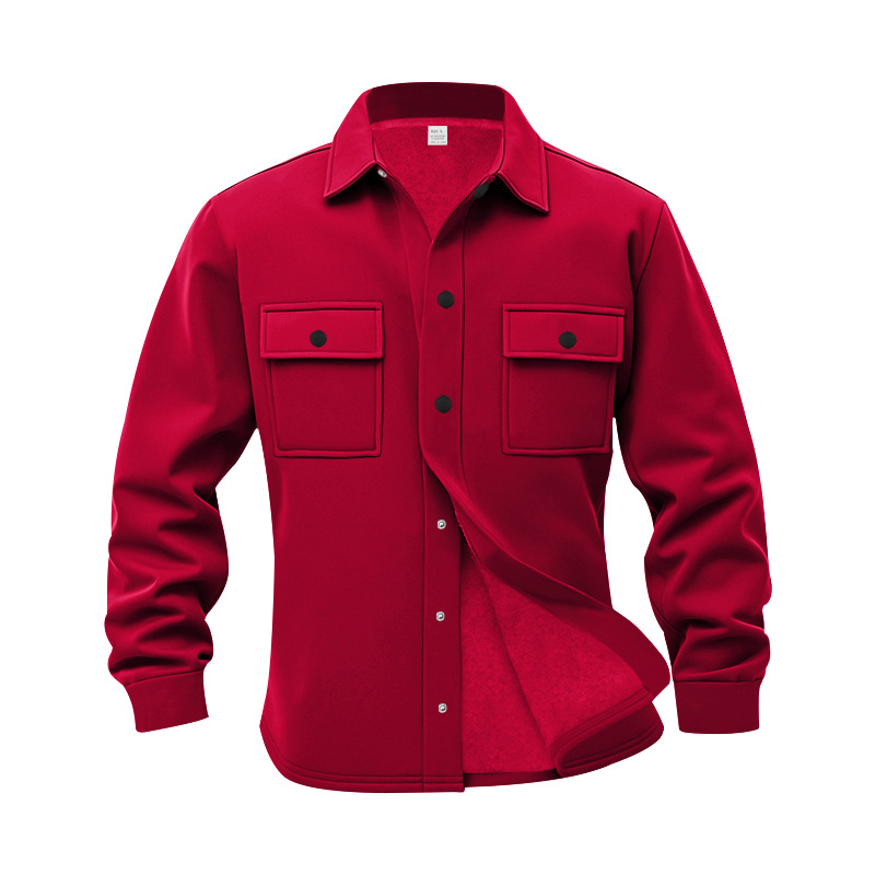 Chaqueta de hombre con forro polar, estilo europeo y americano, para otoño, con solapa, de un solo botón, resistente al desgaste, a prueba de viento, informal, de color liso.