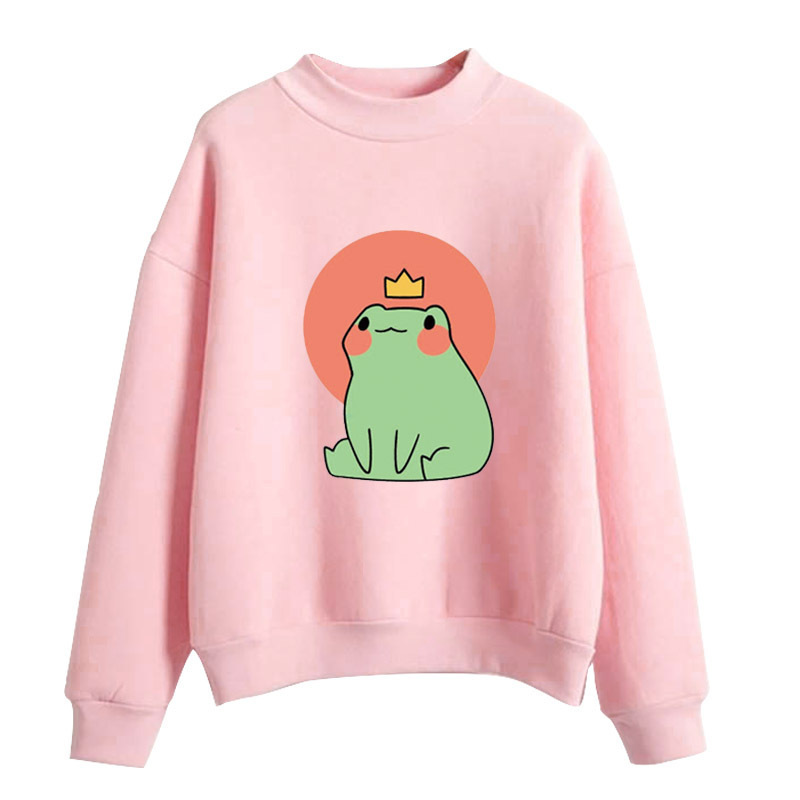 2021 Cross-border Autumn and Winter New Candy-colored Couple's Cute Kawaii Crown Frog Loose Sweat