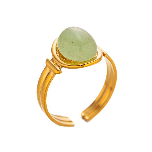 Anillo de acero de titanio de piedra natural transfronteriza no se desvanece, anillo de apertura retro europeo y americano al por mayor.