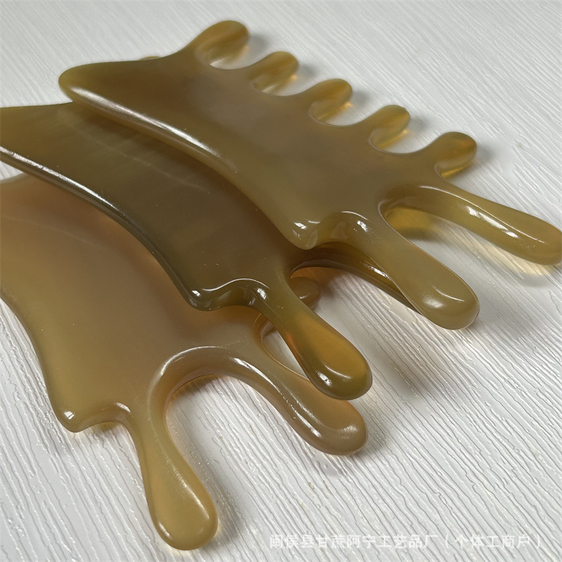 Genuine Horn Comb Wide Teeth Water Drop Bead Massage Comb Monster Fish Shape 10-15CM specifications