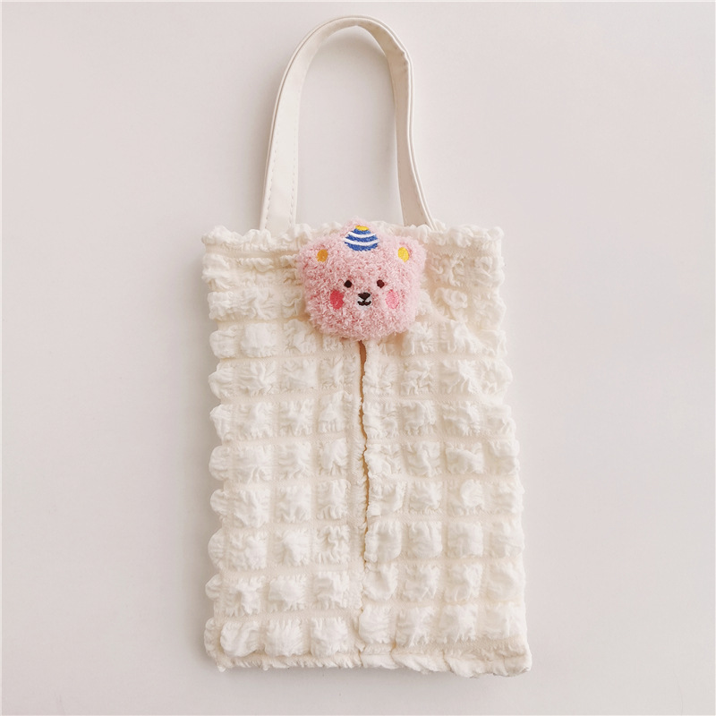 Korean-style cute bear tissue box cover for car seat backs, suitable for babies and children