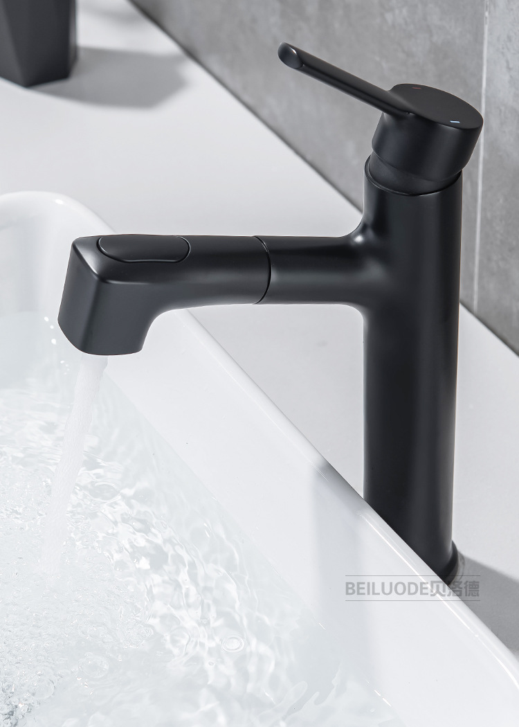 All-copper black faucet, hot and cold washbasin, bathroom countertop basin, bathroom face wash pull-out faucet MT2045 undefined