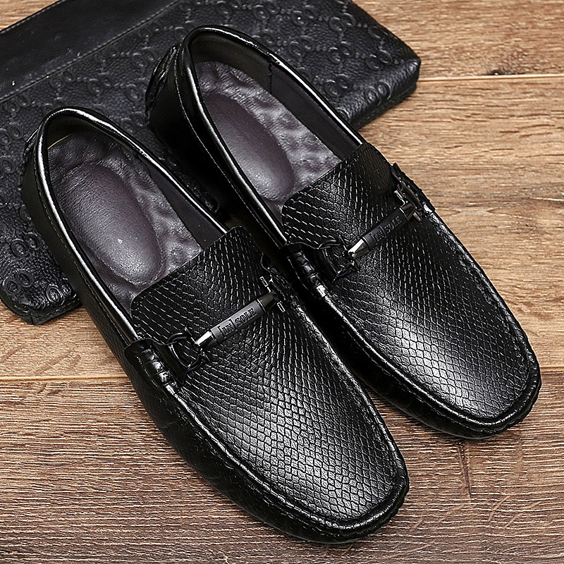 98214 Мужская обувь-бобы, повседневная обувь без шнуровки для вождения на плоской подошве, обувь из натуральной воловьей кожи со змеиным принтом, весенний низкий верх