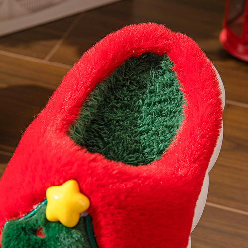 New 2024 Exclusive Christmas Tree Women's Home Slippers Neutral Autumn/Winter Slippers with Barcode Adhesive
