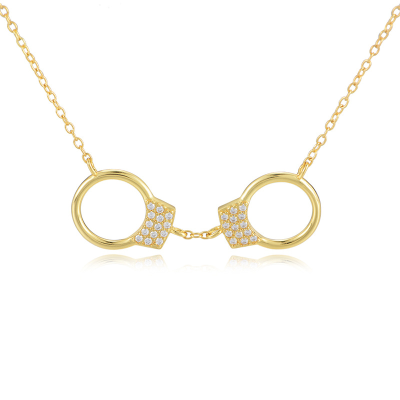 Collar de esposas incrustadas en diamantes de plata esterlina s925 para mujeres europeas y americanas retro internet celebridad ins moda hip hop estilo frío colgante cadena de clavícula