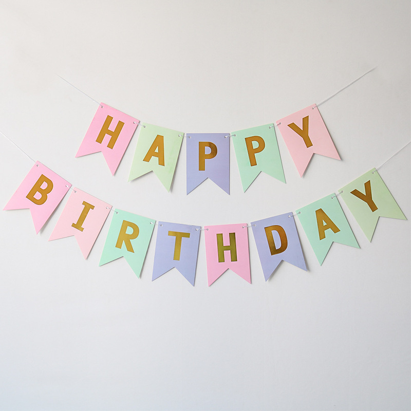 箔押し魚尾誕生日おめでとう旗happy birthdayパーティー装飾誕生日おめでとうバナー花|undefined