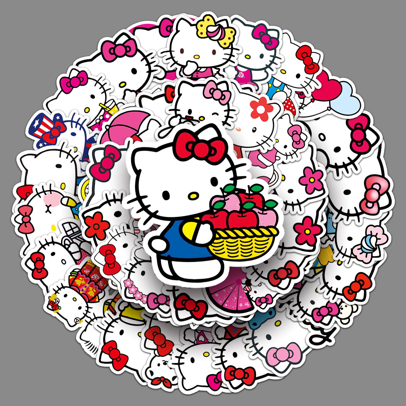 50张卡通KT猫可爱卡通涂鸦装饰笔记本电脑行李箱手机三丽鸥贴纸
