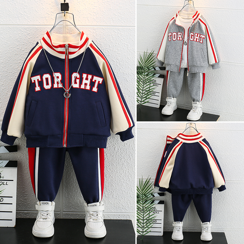 Set costum de primăvară, costum de baseball pentru copii, îmbrăcăminte sport 2023 ediție coreeană nouă pentru băieți, stil occidental, casual, din două piese_voghion.com