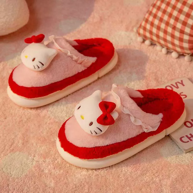 Cute keep warm winter non-slip slippers for students