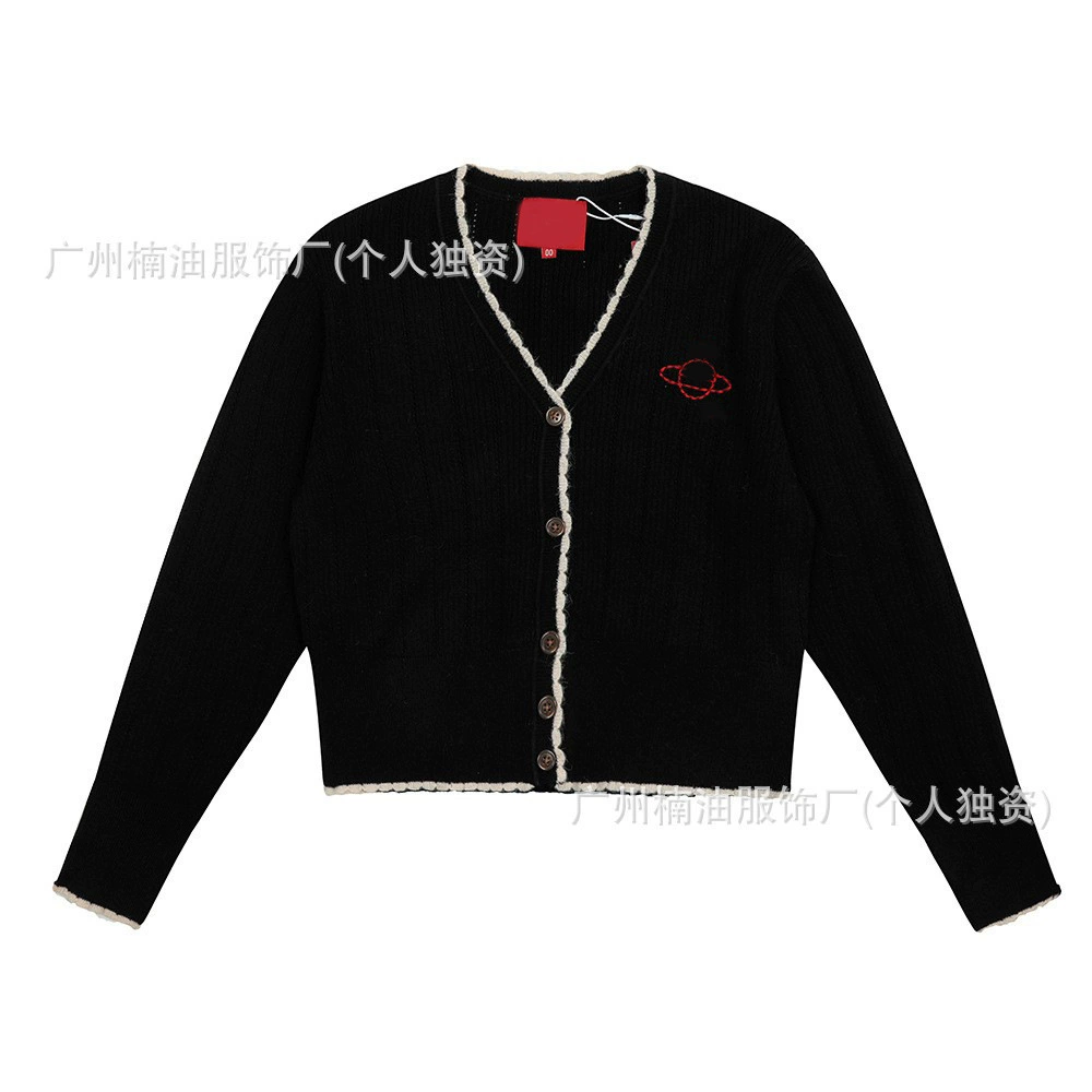 Женский кашемировый кардиган-жилет с вышивкой Queen Mother Saturn от Vivienne Westwood