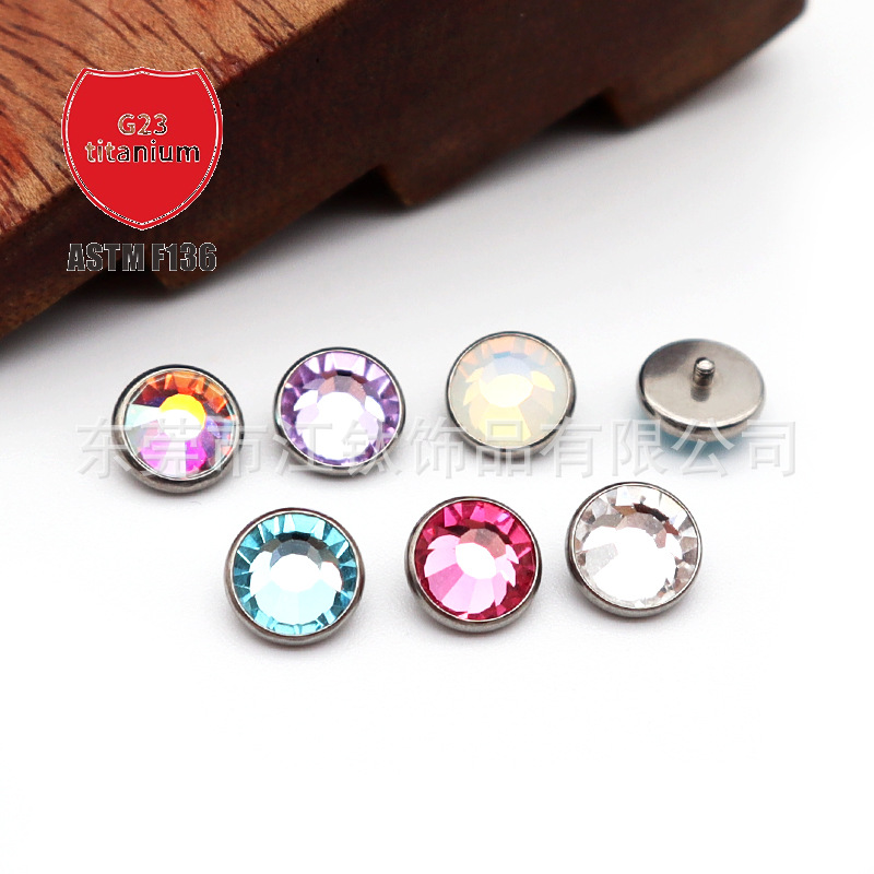 G23 Titanium Buried Nail Plate Lip Piercing Labret Stud with CZ Stone ASTM F136 Alloy Body Jewelry detail image 14