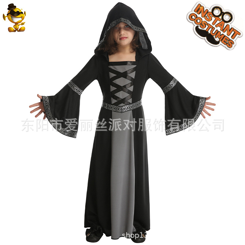 Bruja mágica de los niños traje de la bruja Halloween fantasma Festival Cosplay papel juego la etapa image 7