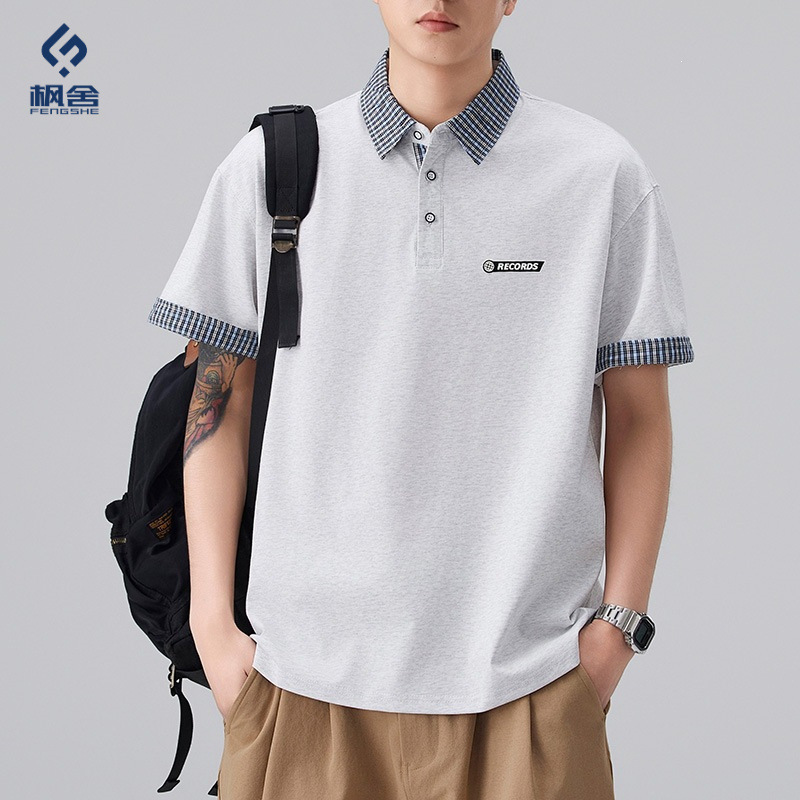 Fengshe Men's Clothing / 2026 Summer New Men's Polo Shirt with Turn-Down Collar, Short Sleeve, Thin Style, Trendy Brand, Half-Sleeve Polo Shirt