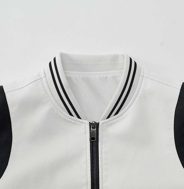 Herr bikerjacka i konstläder slim fit med ståkrage_voghion.com