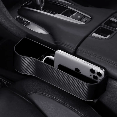 Car Seat Gap Storage Box Car Supplies Plastic Storage Bag Car Storage Box Car Storage Box Cross Border (Car storage bag/box) - carbon-fiber-pattern-plastic-main-driver-black