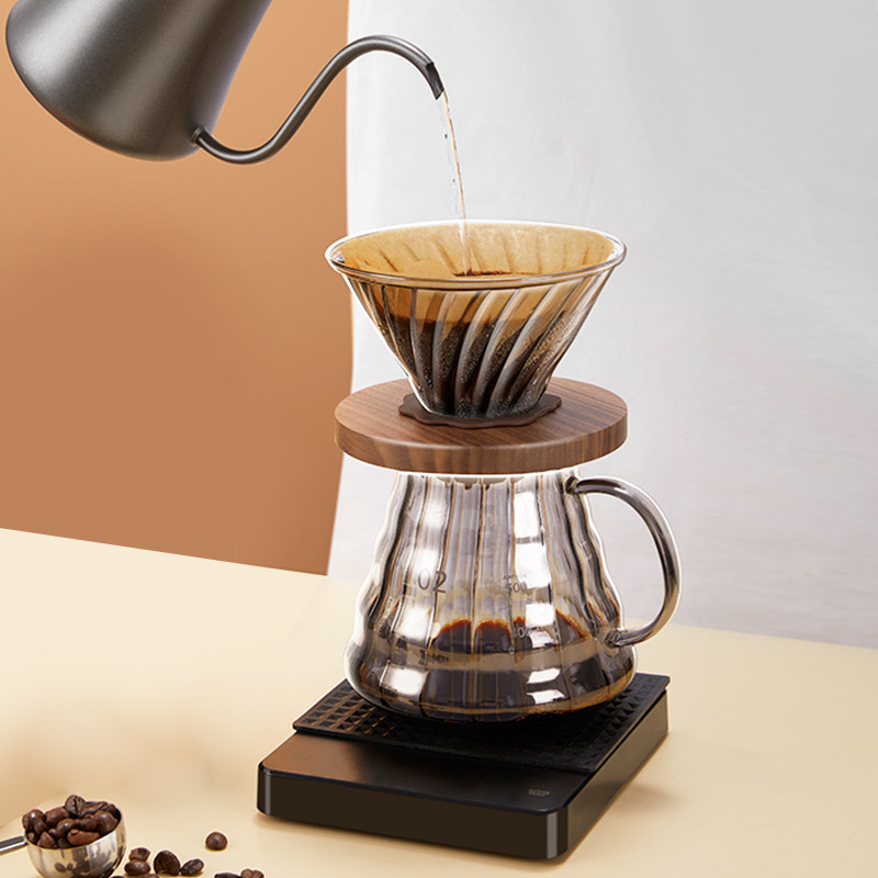 Smoke gray coffee filter cup coffee pot V60 glass cloud sharing pot drip hand coffee set for home use