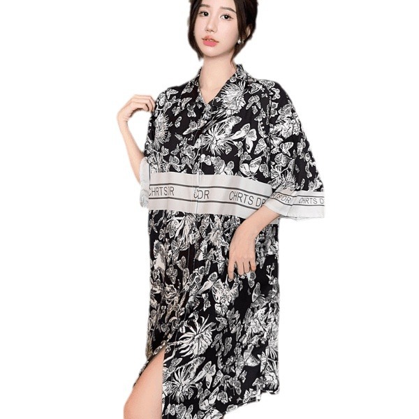 Summer long thin silk pijama