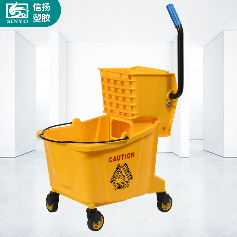 Mop cleaning bucket 36L single bucket squeeze bucket Press water truck mop cloth dehydrating bucket commercial plastic Press water truck