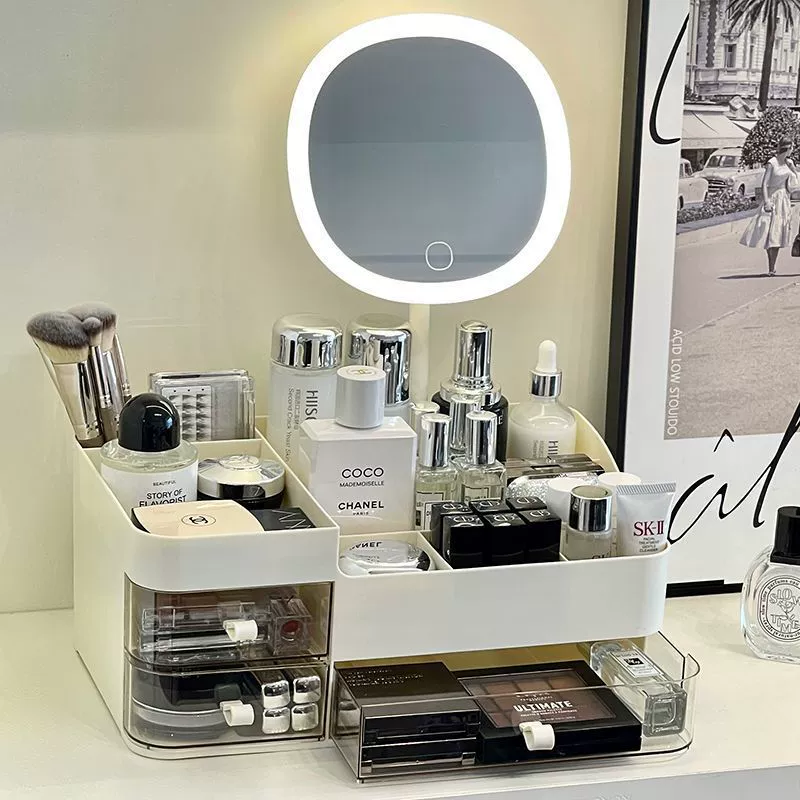 Ящик для хранения косметики, настольное зеркало, встроенный ящик для туалетного столика, органайзер для средств по уходу за кожей, стеллаж для хранения помады, духов