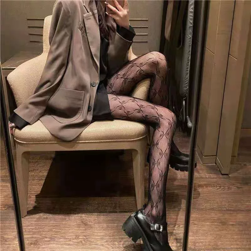 Lace tights, Japanese cute uniform style, patterned net, one size