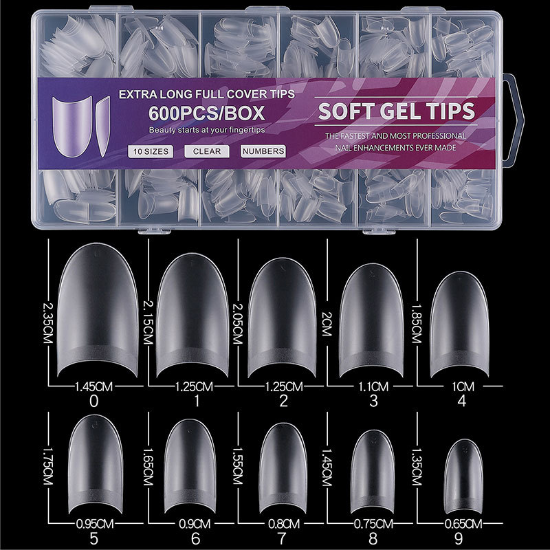 Transfronterizo nuevo manicuras de manicuras sin grabar delgado semigrasado sin marcas europeas y americanas dedo falso esmerilado 600pcs manicuras al por mayor