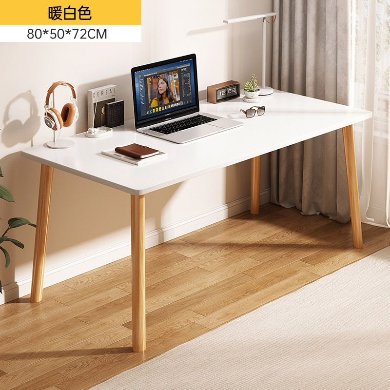 Escritorio rectangular simple para computadora, ideal para viviendas de alquiler, dormitorio, oficina en casa, escritorio de estudio para niñas.