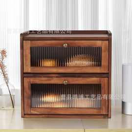 跨境实木面包箱柜台蛋糕甜品陈列展示箱木质厨房用品放置储物箱