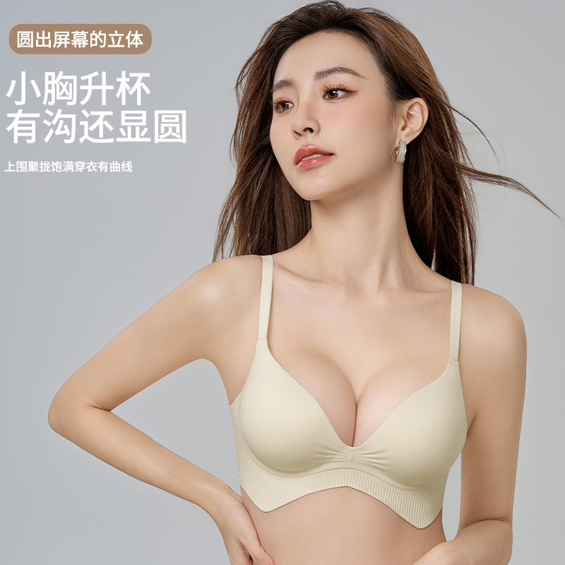 内衣女小胸聚拢显大文胸2025新款收副乳防下垂无痕女士无钢圈胸罩|undefined
