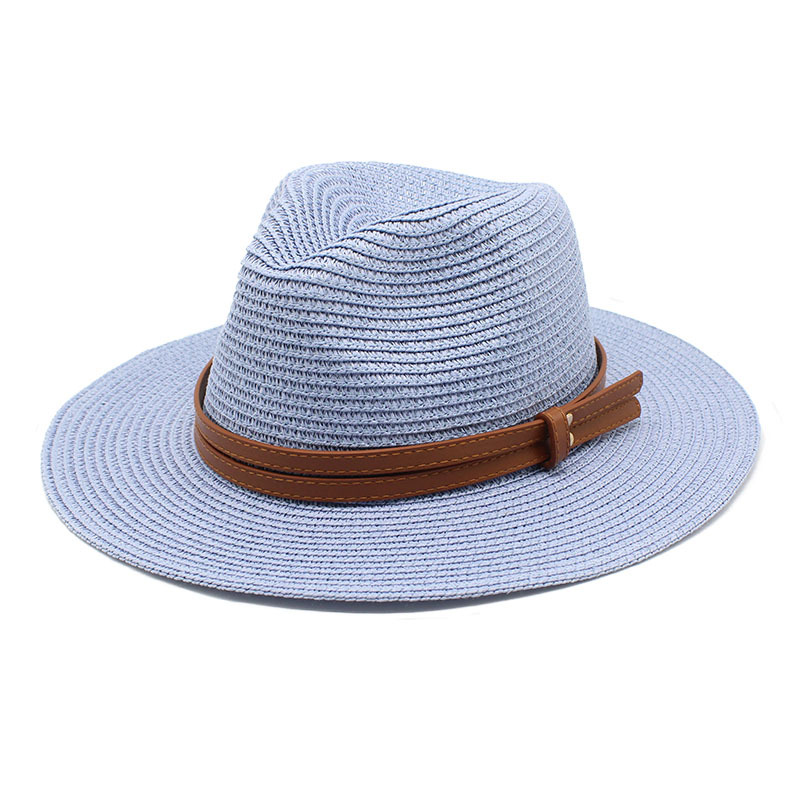 Summer, Spring, Autumn Season Unisex Vacation Solid Color Flat Eaves Straw Hat