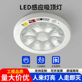 led吸顶灯红外人体声控感应灯楼道梅花灯应急灯车库灯应急照明