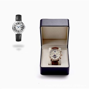 Japanese and Korean genuine leather watch box men's and women's flip solid color simple leather watch storage bag watch gift box waterproof