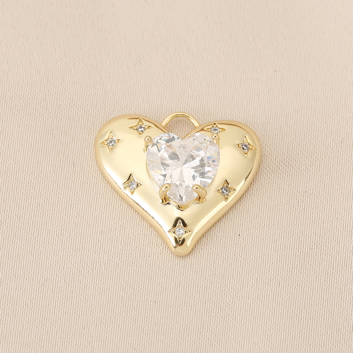 1 Pièce 1.4*1.4CM 2.2*2.2CM Le Cuivre Plaqué Or 18K Or Blanc Plaqué Forme De Cœur Pendentif display picture 7