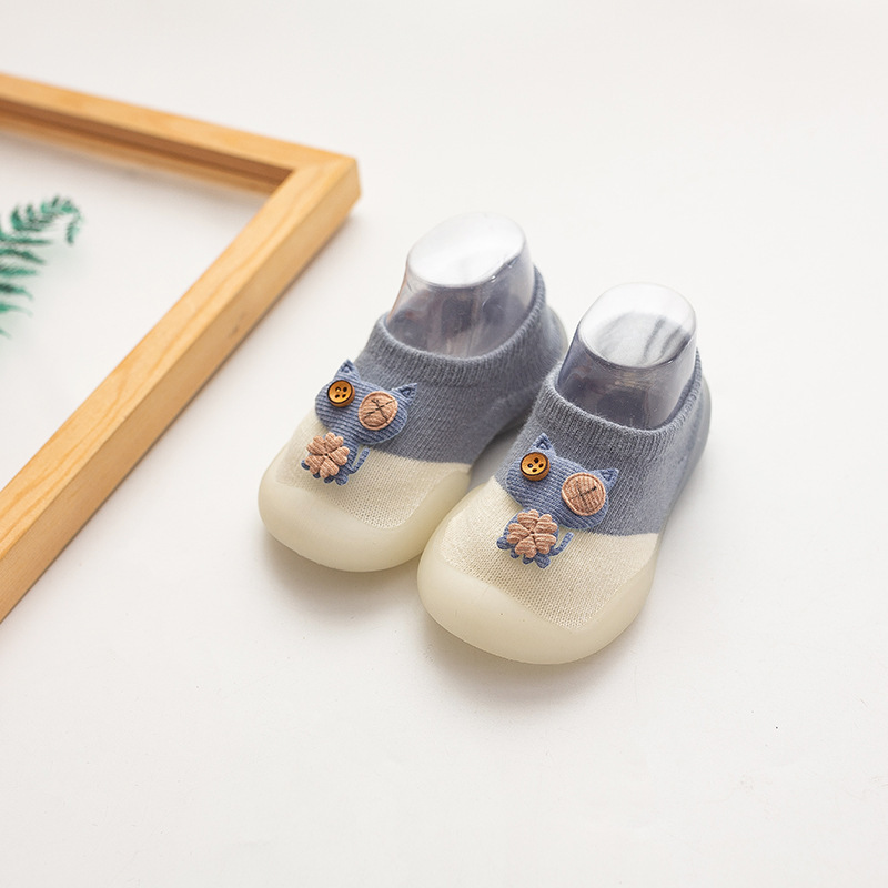 Zapatos de algodón recién nacidos de dibujos animados para gatos, zapatos de silicona para niños, zapatos para bebés, calcetines suaves, zapatos para bebés