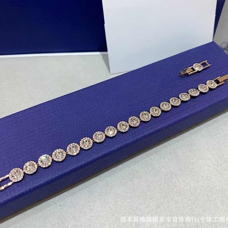 Shi Jia Gao Version Roman Round Button Full Diamond Bracelet Simple Women's Bracelet 1.1 High Quality Factory Direct Selling