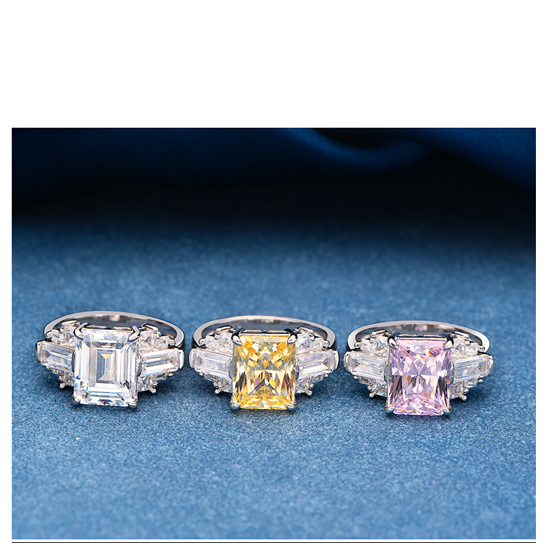 Fashion Geometric Sterling Silver Inlay Zircon Rings 1 Piece