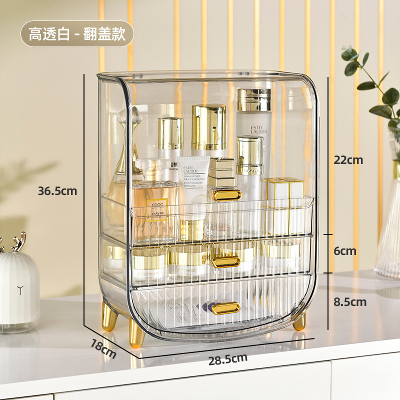 Younai caja de almacenamiento de cosméticos acrílico a prueba de polvo hogar escritorio lápiz labial cuidado de la piel estante de almacenamiento de productos gabinete de almacenamiento de belleza