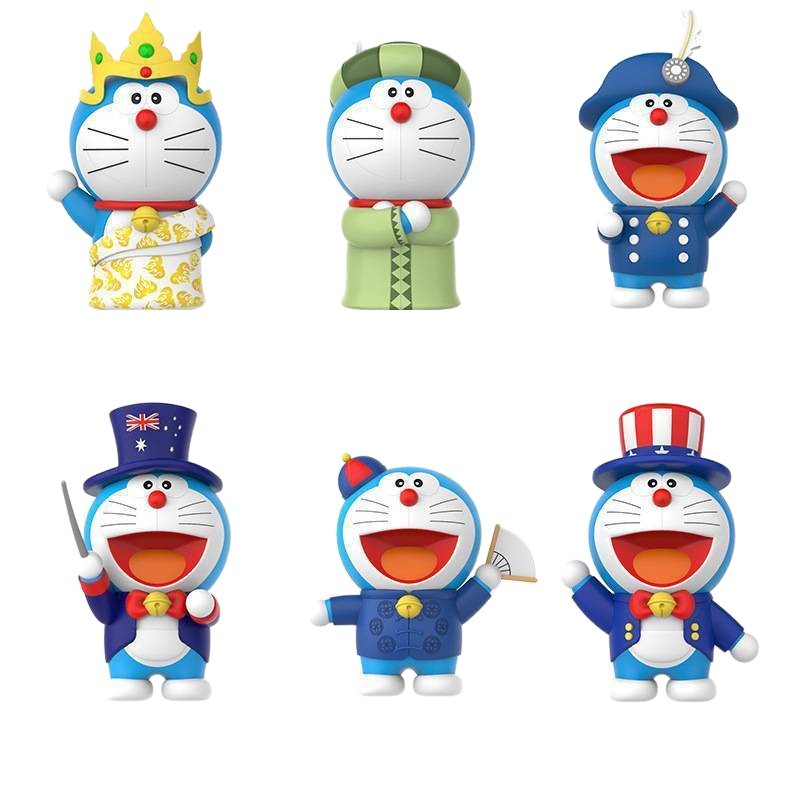 도라에몽 세계 일주 시리즈 블라인드 붐 놀이 피규어 피규어 피규어 피규어 귀여운 탁상 진열품 인형 생일 선물