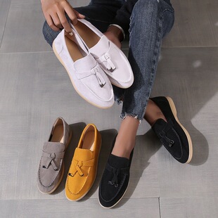 .Womens Shoes Moccasins Autumn Solid Color Round Head Plus