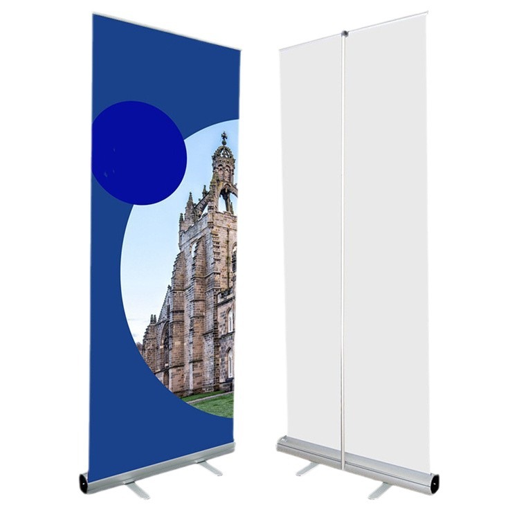 Expositor enrollable de fábrica para comercio exterior, soporte vertical de aluminio para publicidad con póster, soporte telescópico de acero plástico de 80x200